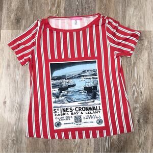 Apriori by Escada Vintage Striped Graphic Tee 12 EUC